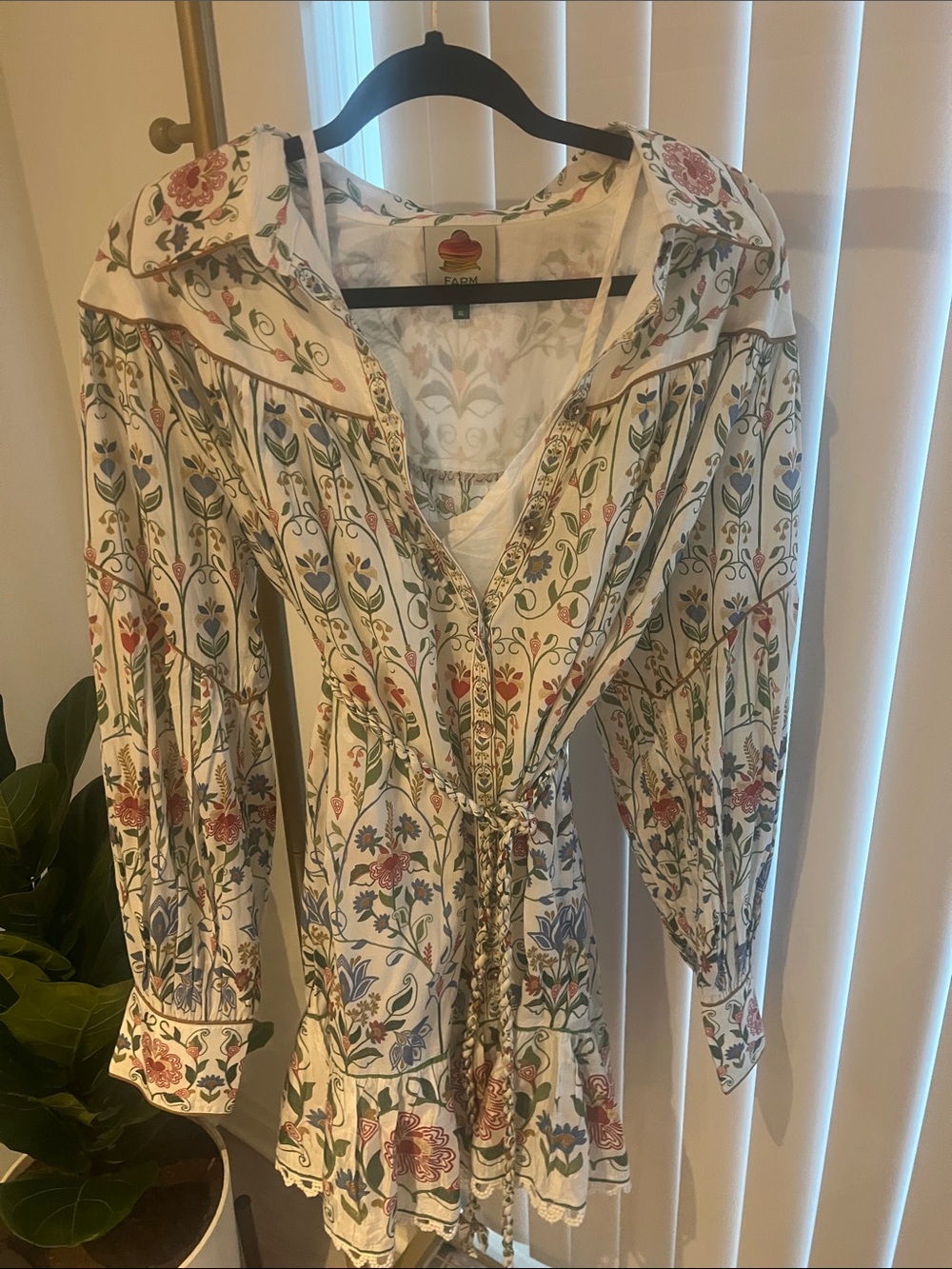 Farm Rio Cream Floral Garden Party Dress